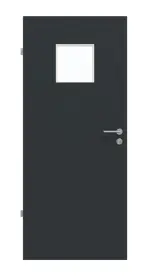 Frontansicht von GARANT Feuchtraumtür U12000SD Vulkanschwarz GHK08 mit Lichtausschnitt LA-7