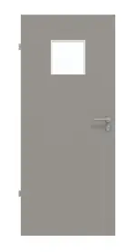 Frontansicht von GARANT Feuchtraumtür U12115SD Platingrau GHK08 mit Lichtausschnitt LA-7