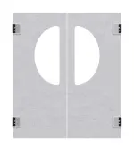 Frontansicht von HÖRMANN Kunststoff-Doppelflügel-Pendeltür Granit mit Lichtausschnitt halbrund