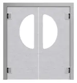 Frontansicht von HÖRMANN Kunststoff-Doppelflügel-Pendeltür Granit mit Lichtausschnitt halbrund inkl. Blendrahmen