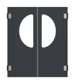 Frontansicht von HÖRMANN Kunststoff-Doppelflügel-Pendeltür mit Lichtausschnitt halbrund