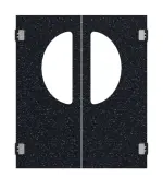 Frontansicht von HÖRMANN Kunststoff-Doppelflügel-Pendeltür Schwarz Bunt mit Lichtausschnitt halbrund