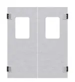 Frontansicht von HÖRMANN Kunststoff-Doppelflügel-Pendeltür Granit mit Lichtausschnitt eckig inkl. Umfassungszarge