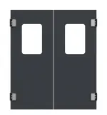 Frontansicht von HÖRMANN Kunststoff-Doppelflügel-Pendeltür mit Lichtausschnitt eckig