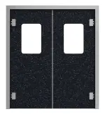 Frontansicht von HÖRMANN Kunststoff-Doppelflügel-Pendeltür Schwarz Bunt mit Lichtausschnitt eckig inkl. Umfassungszarge