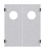 Frontansicht von HÖRMANN Kunststoff-Doppelflügel-Pendeltür Granit mit Lichtausschnitt rund