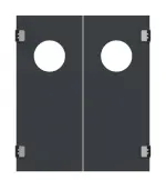 Frontansicht von HÖRMANN Kunststoff-Doppelflügel-Pendeltür mit Lichtausschnitt rund