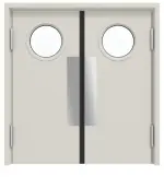 Frontansicht von Komplettset Stahl Mehrzweck Doppelflügel-Pendeltür MZ-2 mit rundem LA inkl. Umfassungszarge - Hörmann