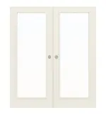 Frontansicht von WESTAG Doppelflügel-Schiebetür Bretagne Typ 3001 Weißlack mit Lichtausschnitt