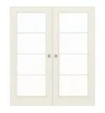 Frontansicht von WESTAG Doppelflügel-Schiebetür Bretagne Typ 3004 Weißlack mit Lichtausschnitt Sprosse 20