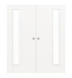 Frontansicht von WESTAG Doppelflügel-Schiebetür Arctic Weiß A 222 RAL 9016 PortaLit CPL mit Lichtausschnitt LA-1B