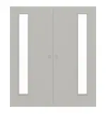 Frontansicht von WESTAG Doppelflügel-Schiebetür Hellgrau A 402 PortaLit CPL mit Lichtausschnitt LA-1B