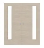 Frontansicht von WESTAG Doppelflügel-Schiebetür Platineiche Cross EIC 424 PortaLit CPL mit Lichtausschnitt LA-1B