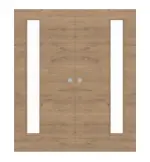 Frontansicht von WESTAG Doppelflügel-Schiebetür Eiche Adria Cross EiC 767 PortaLit CPL mit Lichtausschnitt LA-1B