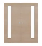 Frontansicht von WESTAG Doppelflügel-Schiebetür Pinie Hell Cross Pic 11 PortaLit CPL mit Lichtausschnitt LA-1B