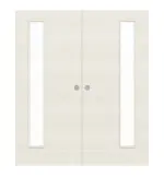 Frontansicht von WESTAG Doppelflügel-Schiebetür Pinie Weiß Cross PIC 230 PortaLit CPL mit Lichtausschnitt LA-1B