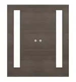 Frontansicht von WESTAG Doppelflügel-Schiebetür Pinie Grau Cross PiC 44 PortaLit CPL mit Lichtausschnitt LA-1B