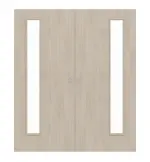 Frontansicht von WESTAG Doppelflügel-Schiebetür Platineiche Ei 424 PortaLit CPL mit Lichtausschnitt LA-1B