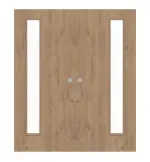 Frontansicht von WESTAG Doppelflügel-Schiebetür Eiche Adria Ei 767 PortaLit CPL mit Lichtausschnitt LA-1B