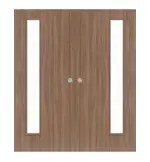 Frontansicht von WESTAG Doppelflügel-Schiebetür Nussbaum Noce NU 736 PortaLit CPL mit Lichtausschnitt LA-1B