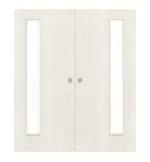 Frontansicht von WESTAG Doppelflügel-Schiebetür Pinie Weiß Pi 230 PortaLit CPL mit Lichtausschnitt LA-1B