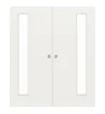 Frontansicht von WESTAG Doppelflügel-Schiebetür Arctic Weiß RAL 9016 Weißlack mit Lichtausschnitt LA-1B