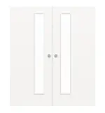 Frontansicht von WESTAG Doppelflügel-Schiebetür Arctic Weiß A 222 RAL 9016 PortaLit CPL mit Lichtausschnitt LA-1D