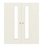 Frontansicht von WESTAG Doppelflügel-Schiebetür Klassik Weiß A 223 RAL 9010 PortaLit CPL mit Lichtausschnitt LA-1D