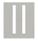 Frontansicht von WESTAG Doppelflügel-Schiebetür Hellgrau A 402 PortaLit CPL mit Lichtausschnitt LA-1D