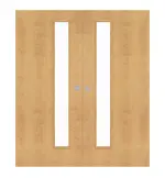 Frontansicht von WESTAG Doppelflügel-Schiebetür Ahorn Rustikal AH 74 PortaLit CPL mit Lichtausschnitt LA-1D