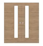 Frontansicht von WESTAG Doppelflügel-Schiebetür Eiche Adria Cross EiC 767 PortaLit CPL mit Lichtausschnitt LA-1D