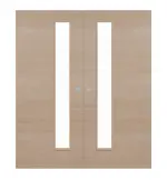 Frontansicht von WESTAG Doppelflügel-Schiebetür Pinie Hell Cross Pic 11 PortaLit CPL mit Lichtausschnitt LA-1D