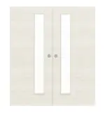 Frontansicht von WESTAG Doppelflügel-Schiebetür Pinie Weiß Cross PIC 230 PortaLit CPL mit Lichtausschnitt LA-1D