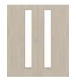 Frontansicht von WESTAG Doppelflügel-Schiebetür Platineiche Ei 424 PortaLit CPL mit Lichtausschnitt LA-1D