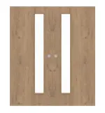 Frontansicht von WESTAG Doppelflügel-Schiebetür Eiche Adria Ei 767 PortaLit CPL mit Lichtausschnitt LA-1D