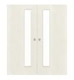 Frontansicht von WESTAG Doppelflügel-Schiebetür Pinie Weiß Pi 230 PortaLit CPL mit Lichtausschnitt LA-1D