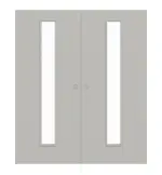 Frontansicht von WESTAG Doppelflügel-Schiebetür Hellgrau A 402 PortaLit CPL mit Lichtausschnitt LA-1