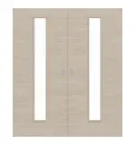 Frontansicht von WESTAG Doppelflügel-Schiebetür Platineiche Cross EIC 424 PortaLit CPL mit Lichtausschnitt LA-1