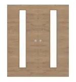 Frontansicht von WESTAG Doppelflügel-Schiebetür Eiche Adria Cross EiC 767 PortaLit CPL mit Lichtausschnitt LA-1