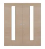 Frontansicht von WESTAG Doppelflügel-Schiebetür Pinie Hell Cross Pic 11 PortaLit CPL mit Lichtausschnitt LA-1