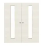 Frontansicht von WESTAG Doppelflügel-Schiebetür Pinie Weiß Cross PIC 230 PortaLit CPL mit Lichtausschnitt LA-1