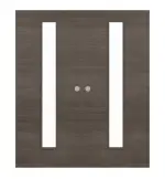 Frontansicht von WESTAG Doppelflügel-Schiebetür Pinie Grau Cross PiC 44 PortaLit CPL mit Lichtausschnitt LA-1