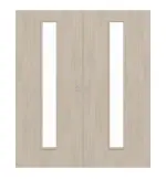 Frontansicht von WESTAG Doppelflügel-Schiebetür Platineiche Ei 424 PortaLit CPL mit Lichtausschnitt LA-1