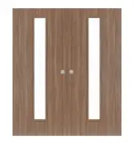 Frontansicht von WESTAG Doppelflügel-Schiebetür Nussbaum Noce NU 736 PortaLit CPL mit Lichtausschnitt LA-1