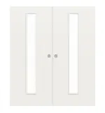 Frontansicht von WESTAG Doppelflügel-Schiebetür Arctic Weiß RAL 9016 Weißlack mit Lichtausschnitt LA-1