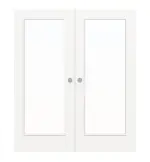 Frontansicht von WESTAG Doppelflügel-Schiebetür Arctic Weiß A 222 RAL 9016 PortaLit CPL mit Lichtausschnitt LA-1000