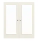 Frontansicht von WESTAG Doppelflügel-Schiebetür Klassik Weiß A 223 RAL 9010 PortaLit CPL mit Lichtausschnitt LA-1000