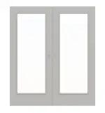 Frontansicht von WESTAG Doppelflügel-Schiebetür Hellgrau A 402 PortaLit CPL mit Lichtausschnitt LA-1000