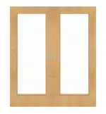 Frontansicht von WESTAG Doppelflügel-Schiebetür Ahorn Rustikal AH 74 PortaLit CPL mit Lichtausschnitt LA-1000