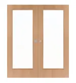 Frontansicht von WESTAG Doppelflügel-Schiebetür Buche Blumig BU 88 PortaLit CPL mit Lichtausschnitt LA-1000